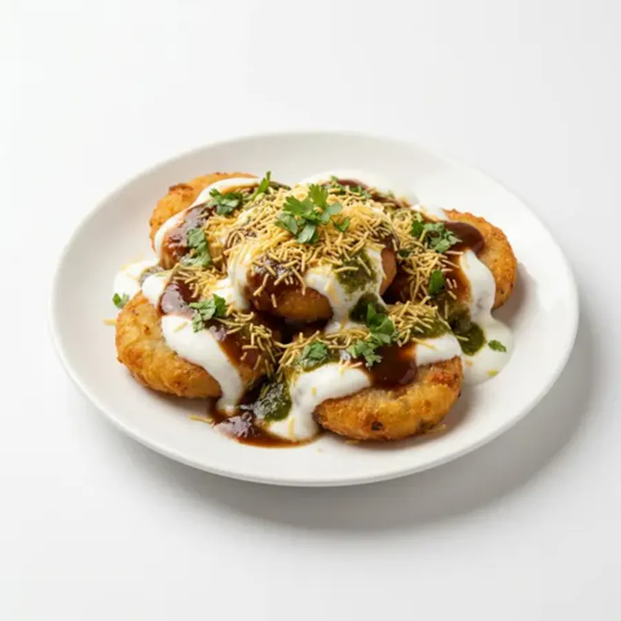 Aloo Tikki Chaat (classic view) – pure veg from Mohit Bakery