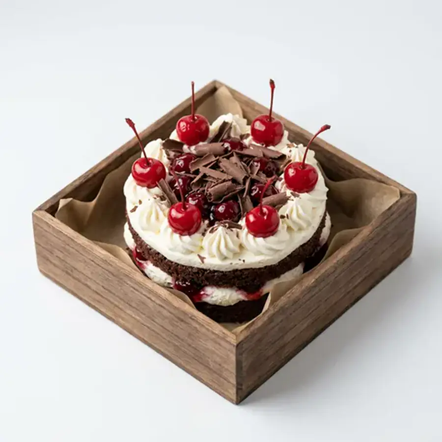 Black Forest Bento (classic view) – eggless cake from Mohit Bakery