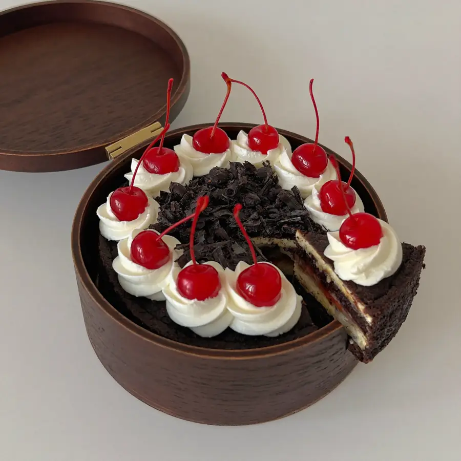 Black Forest Bento (inside view) – eggless cake from Mohit Bakery