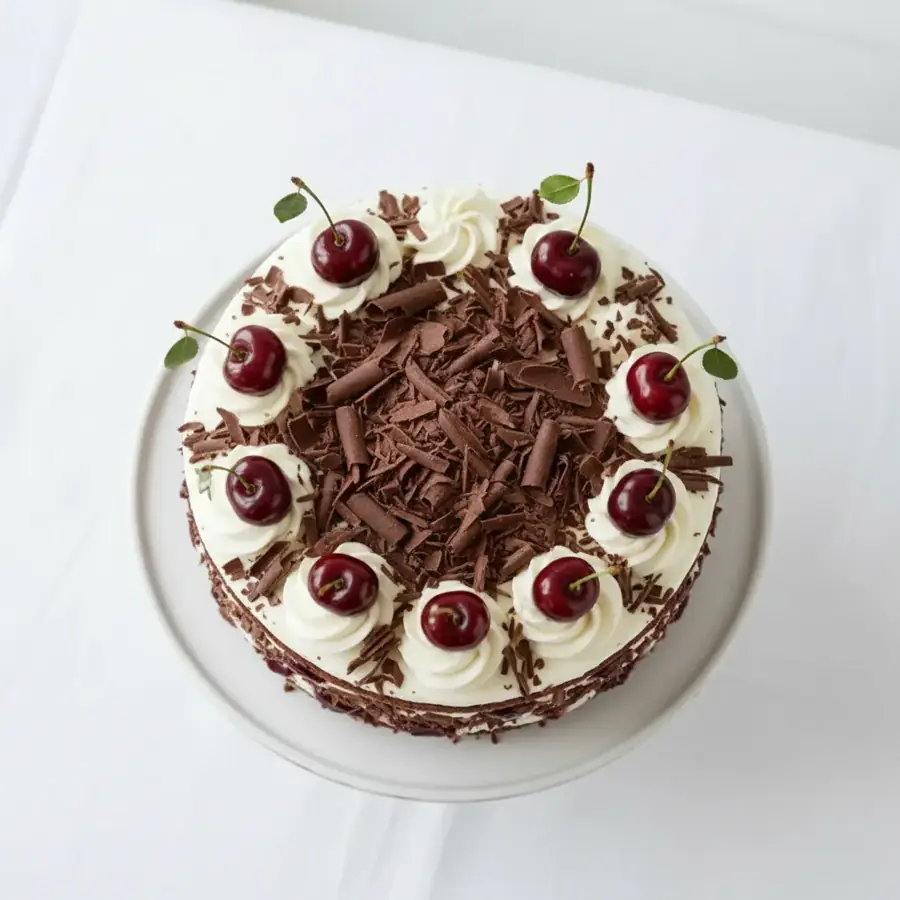 Black Forest Cake (top view) – eggless cake from Mohit Bakery