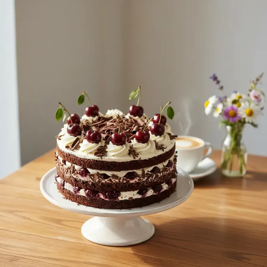 Black Forest Cake (served view) – eggless cake from Mohit Bakery