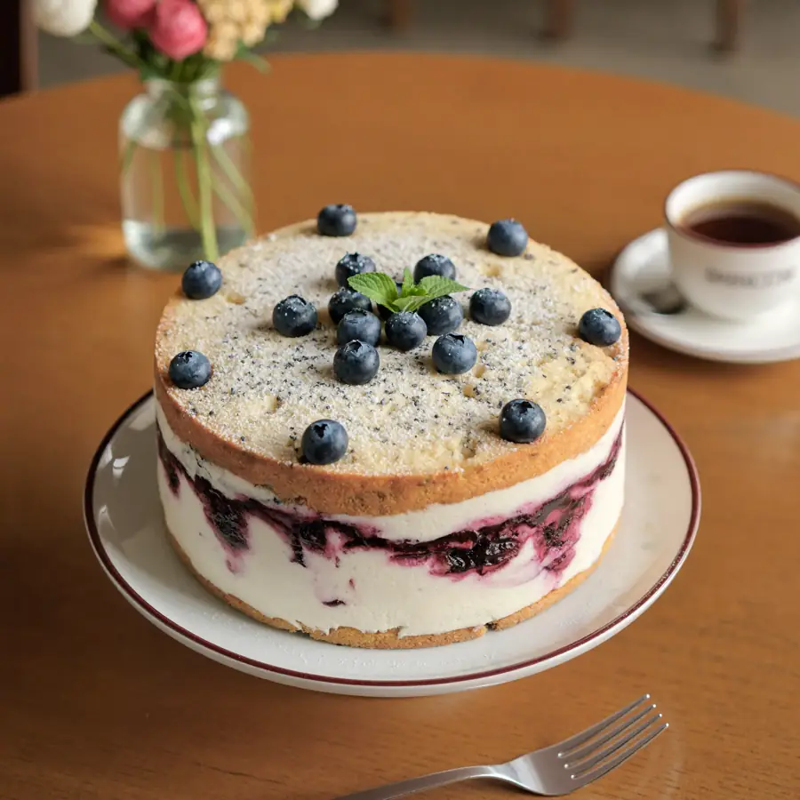 Blueberry Cake (served view) – eggless cake from Mohit Bakery