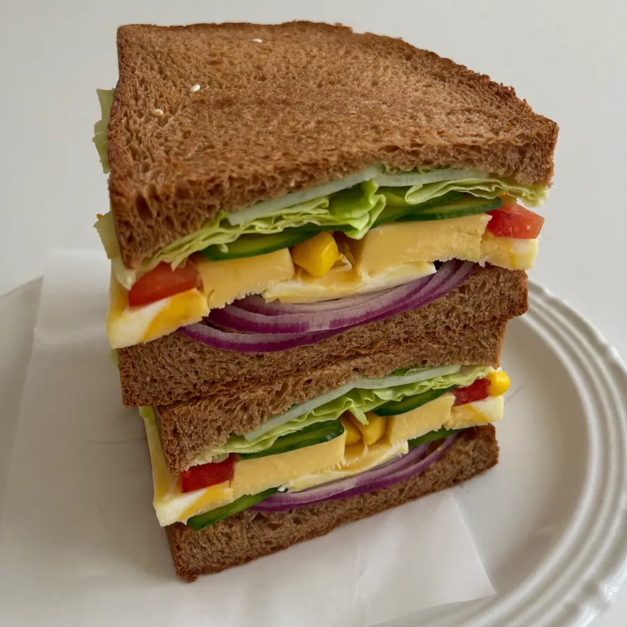 Brown Club Sandwich (inside view) – pure veg from Mohit Bakery