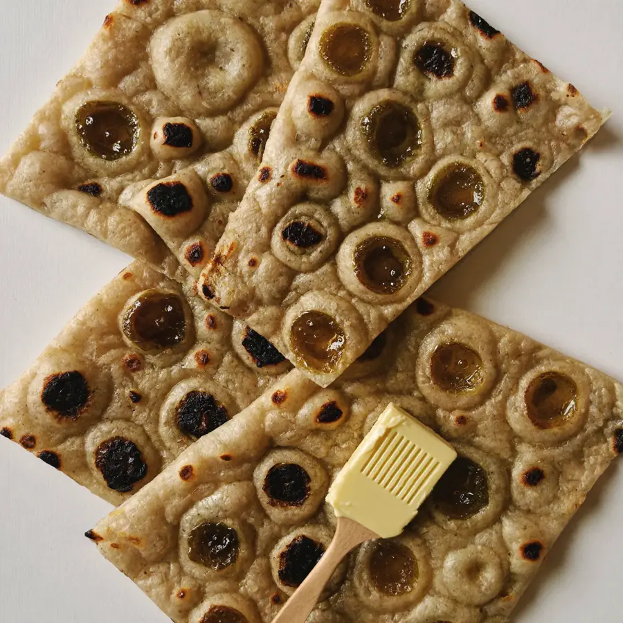 Butter Naan (top view) – fresh eggless bread from Mohit Bakery