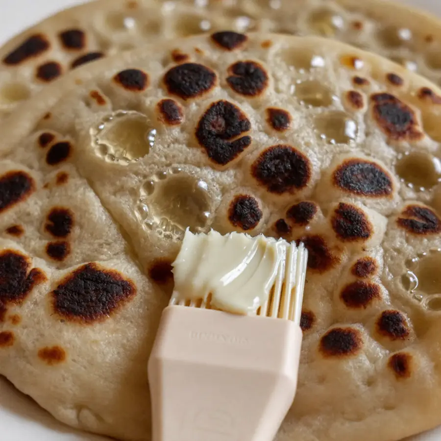 Butter Naan (close up view) – fresh eggless bread from Mohit Bakery