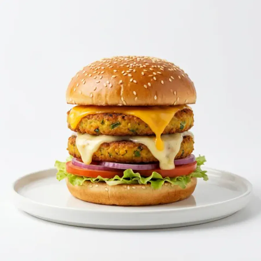 Cheese & Veg Club Burger (classic view) – pure veg from Mohit Bakery