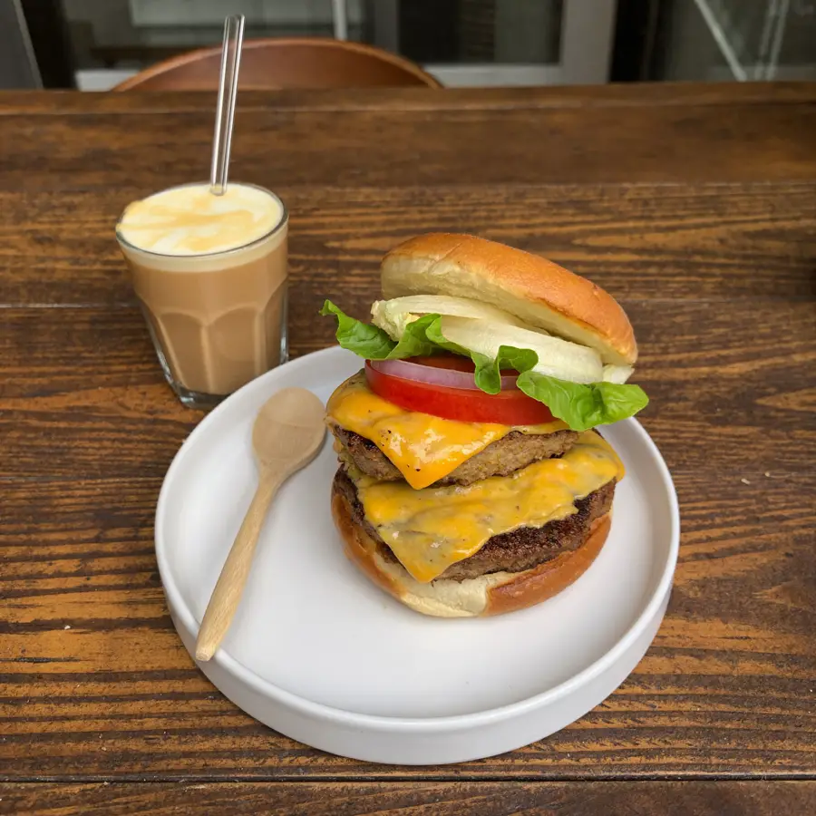 Cheese & Veg Club Burger (served view) – pure veg from Mohit Bakery