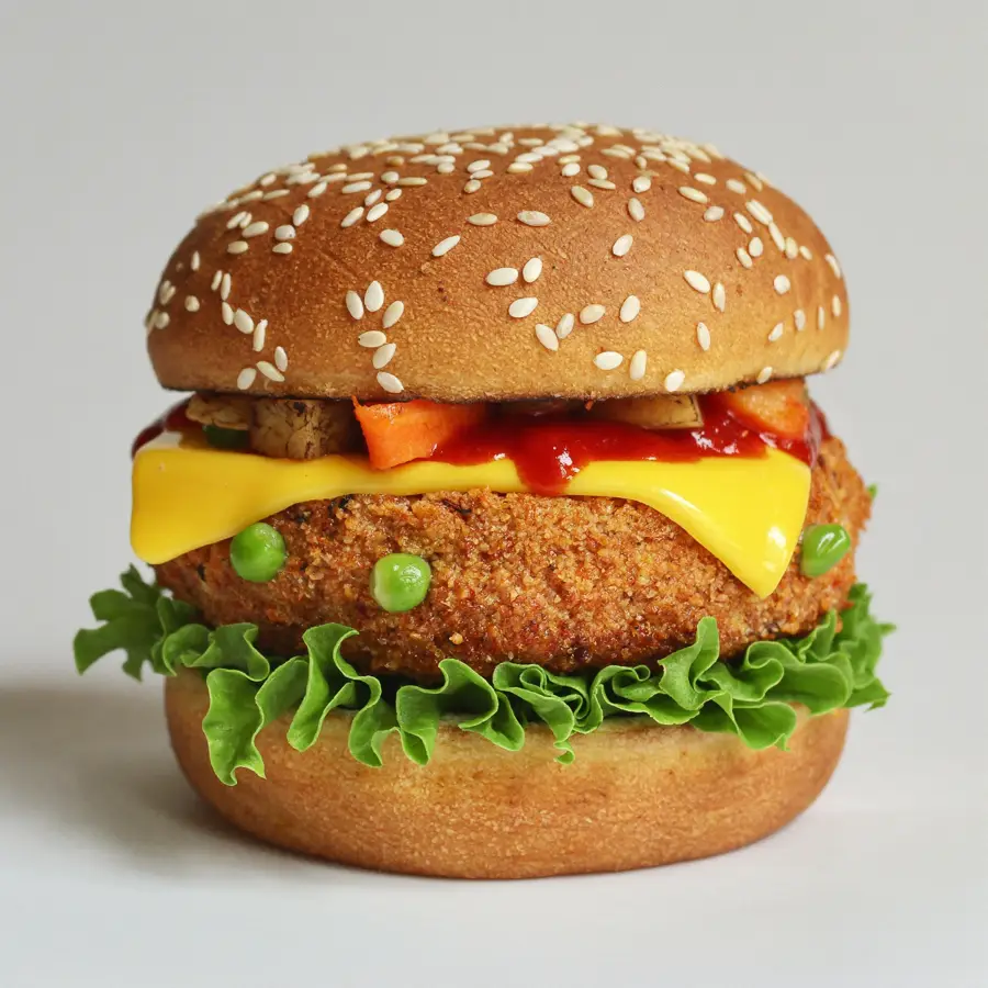 Cheese Crispy & Spicy Paneer Burger (front view) – pure veg from Mohit Bakery