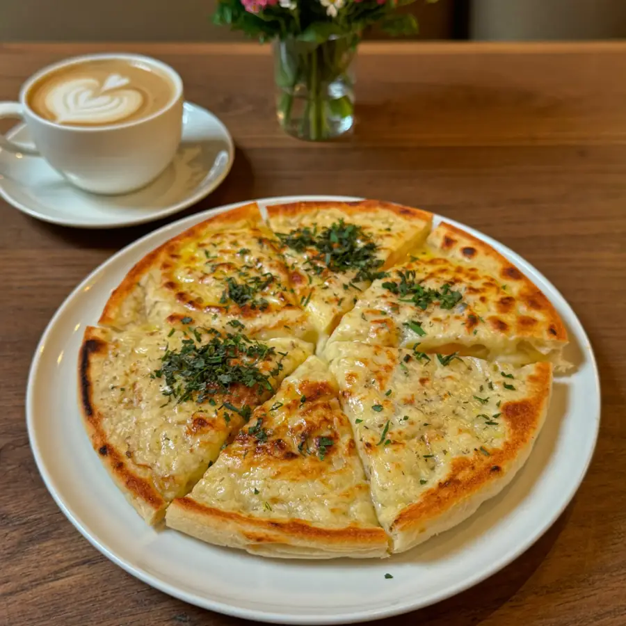 Cheese Garlic Naan (served view) – fresh eggless bread from Mohit Bakery
