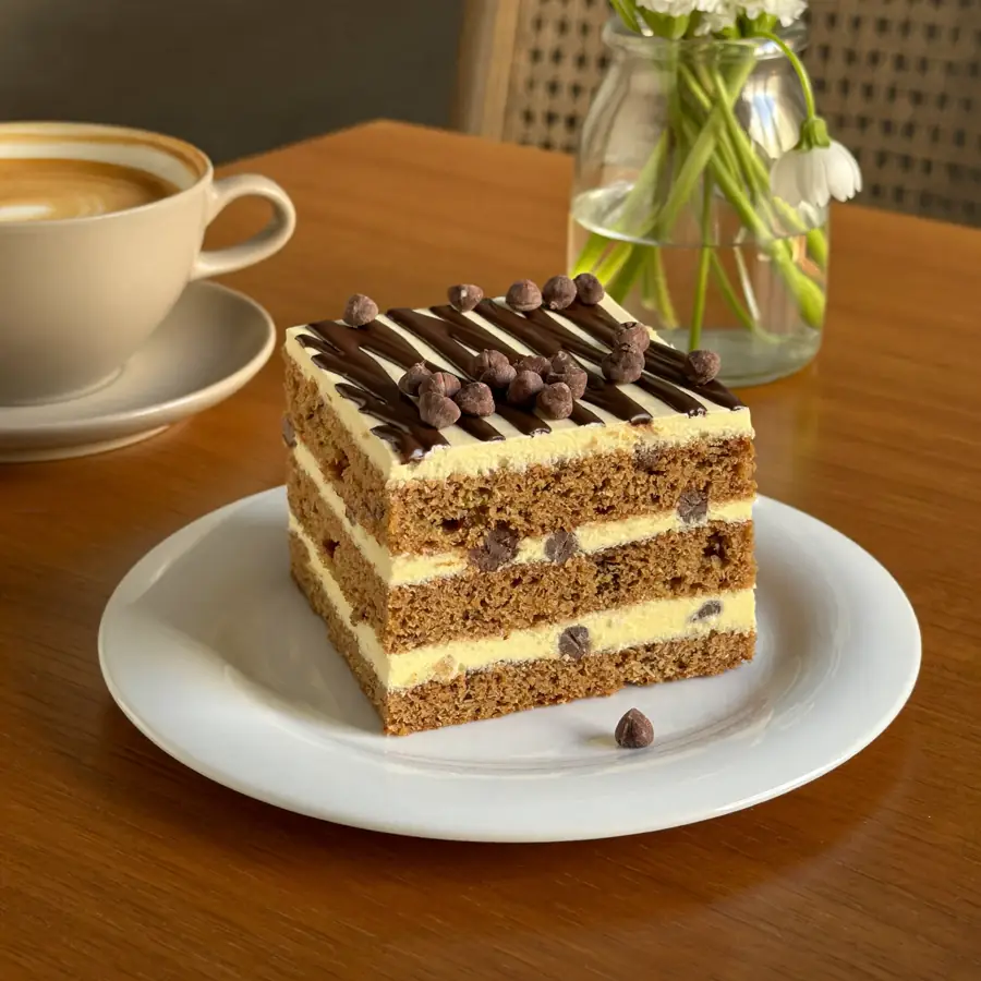 Dark Choco Chip Pastry (served view) – eggless pastry from Mohit Bakery