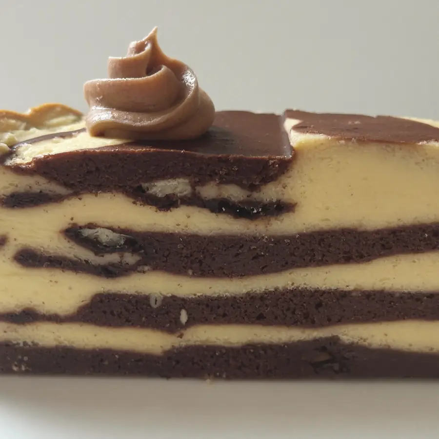Choco Vanilla Pastry (close up view) – eggless pastry from Mohit Bakery