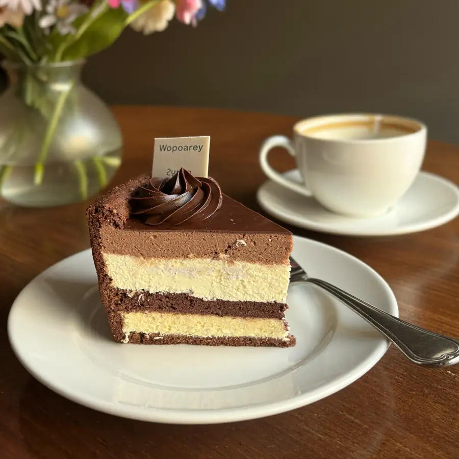 Choco Vanilla Pastry (served view) – eggless pastry from Mohit Bakery