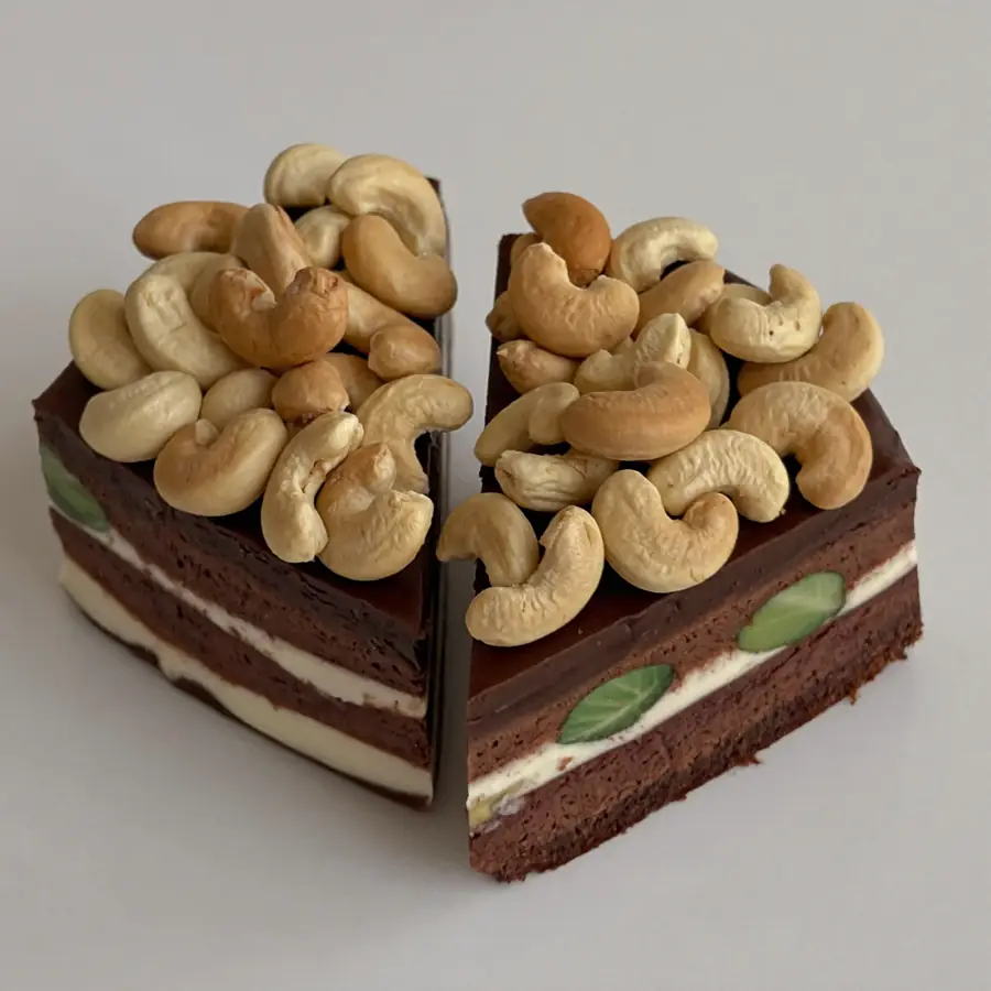 Chocolate Cashew Nut Pastry (inside view) – eggless pastry from Mohit Bakery