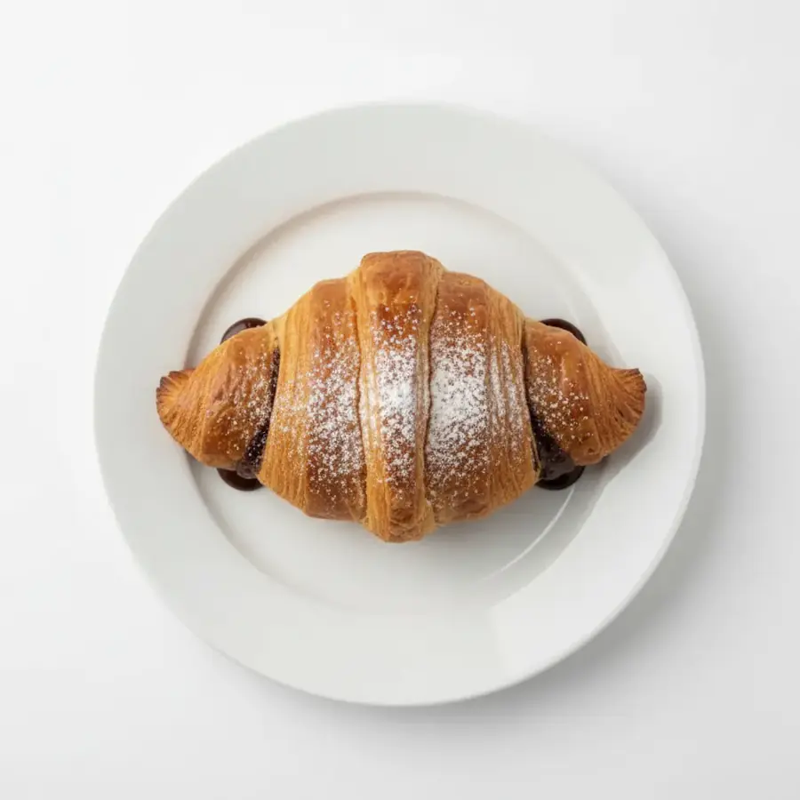 Chocolate Croissant (top view) – eggless pastry from Mohit Bakery