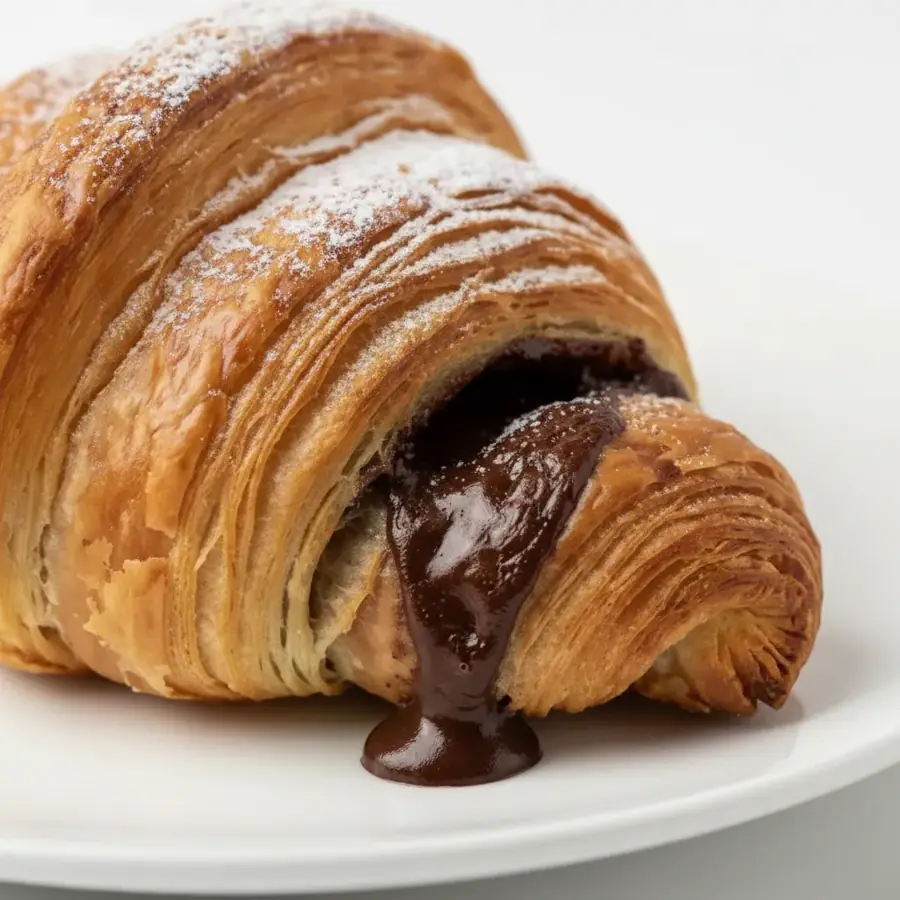 Chocolate Croissant (close up view) – eggless pastry from Mohit Bakery