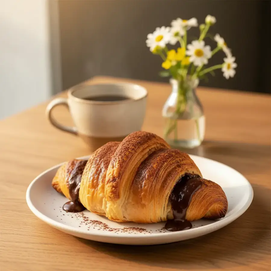 Chocolate Croissant (served view) – eggless pastry from Mohit Bakery