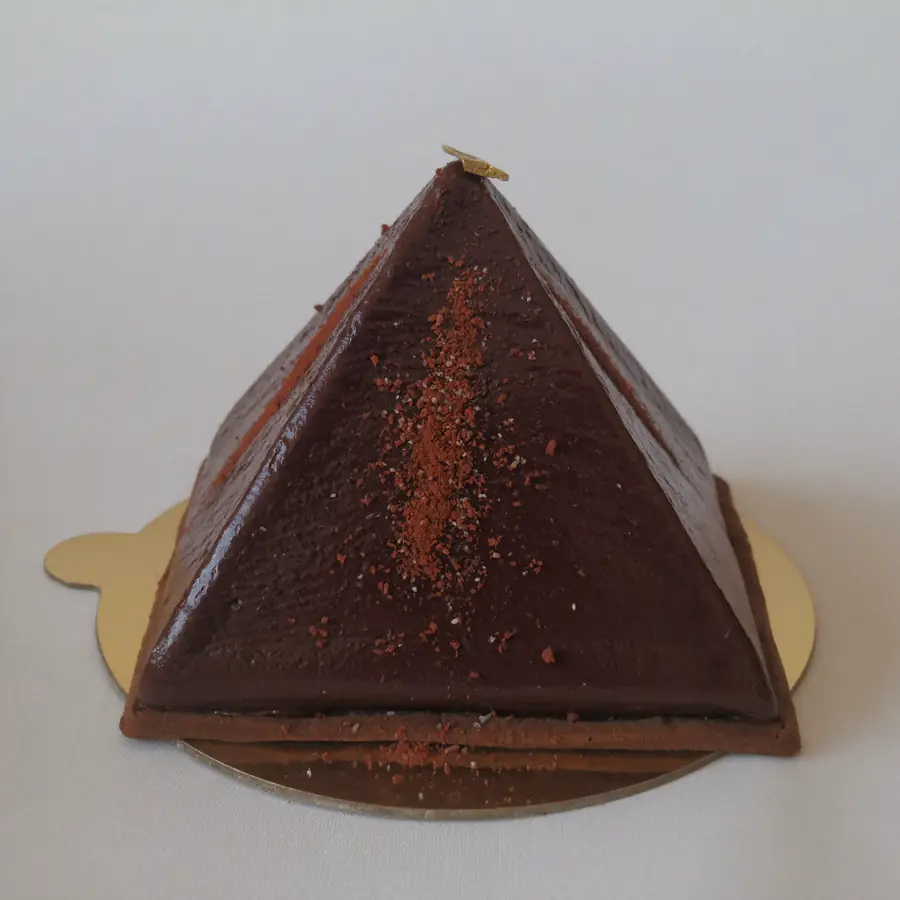 Chocolate Pyramid Pastry (front view) – eggless pastry from Mohit Bakery