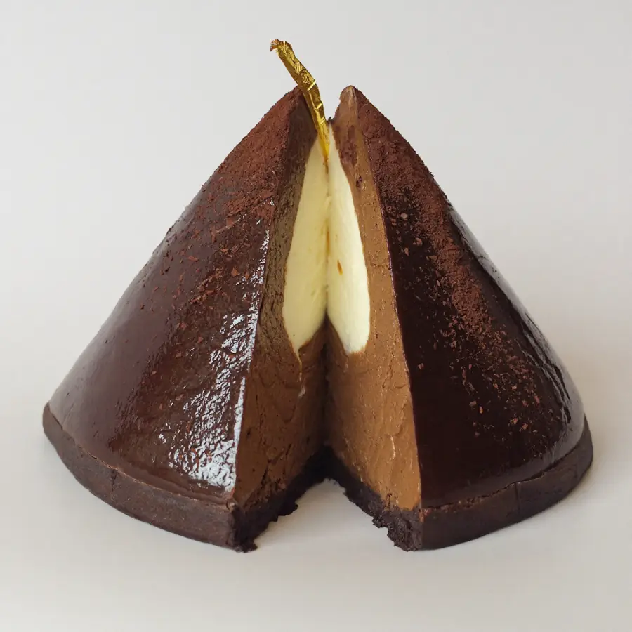 Chocolate Pyramid Pastry (inside view) – eggless pastry from Mohit Bakery