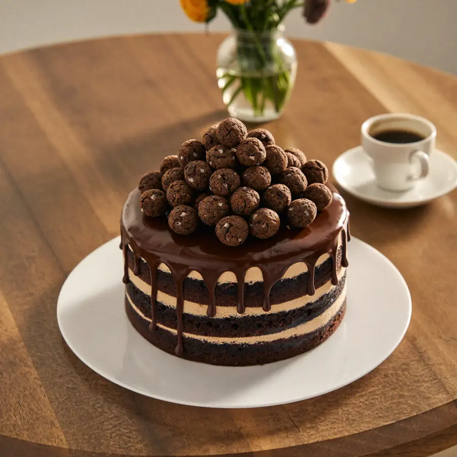 Chocolate Truffle Cake (served view) – eggless cake from Mohit Bakery
