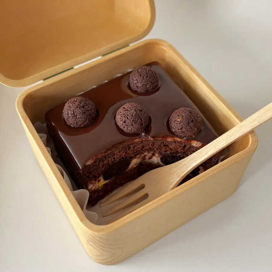 Chocolate Truffle Bento (inside view) – eggless cake from Mohit Bakery
