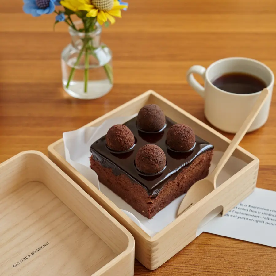 Chocolate Truffle Bento (served view) – eggless cake from Mohit Bakery
