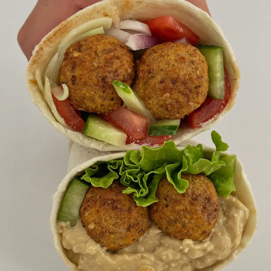 Falafel Hummus Wrap (close up view) – pure veg from Mohit Bakery