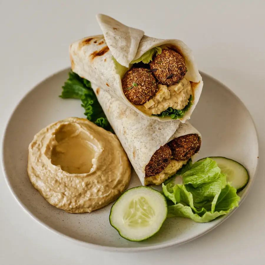 Falafel Hummus Wrap (inside view) – pure veg from Mohit Bakery
