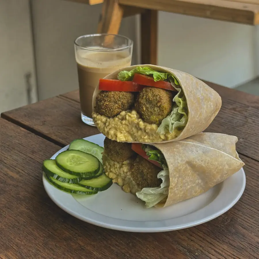 Falafel Hummus Wrap (served view) – pure veg from Mohit Bakery