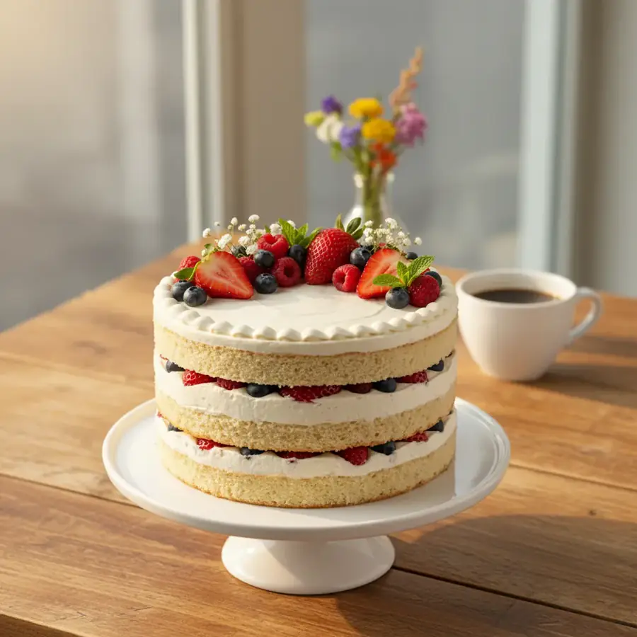 Fresh Cream Cake (served view) – eggless cake from Mohit Bakery