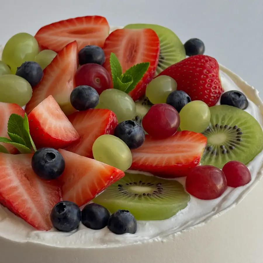 Fresh Fruit Cake (close up view) – eggless cake from Mohit Bakery