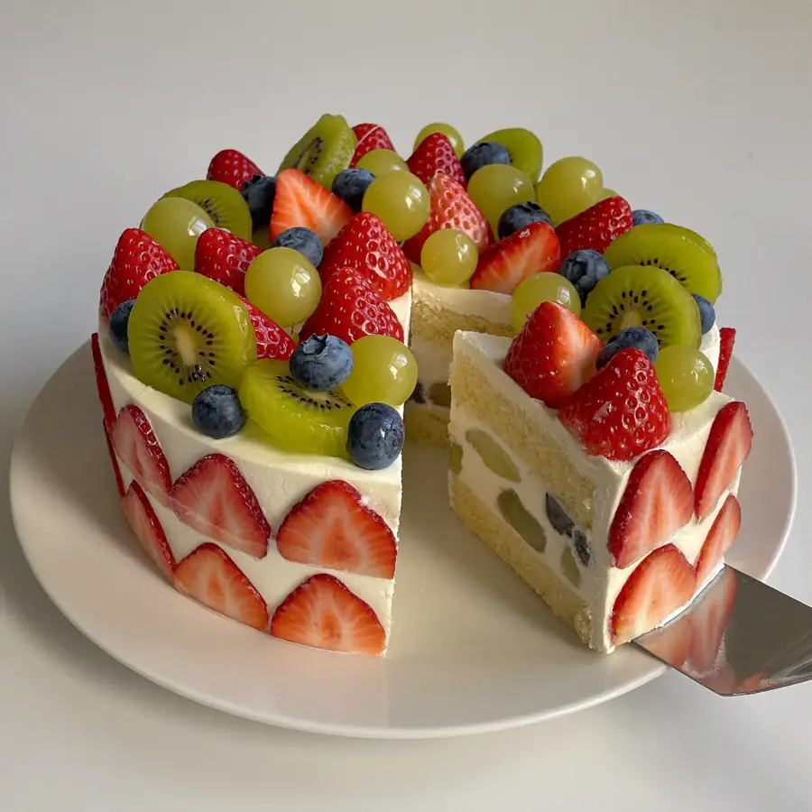 Fresh Fruit Cake (inside view) – eggless cake from Mohit Bakery