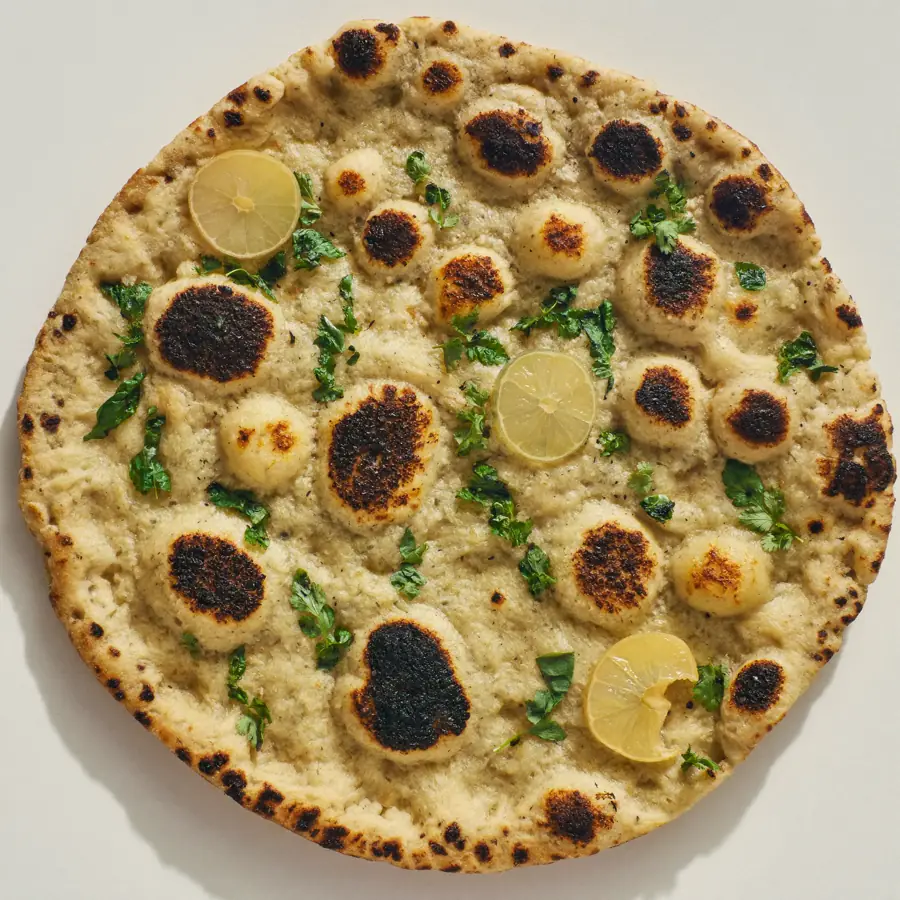 Garlic Naan (top view) – fresh eggless bread from Mohit Bakery