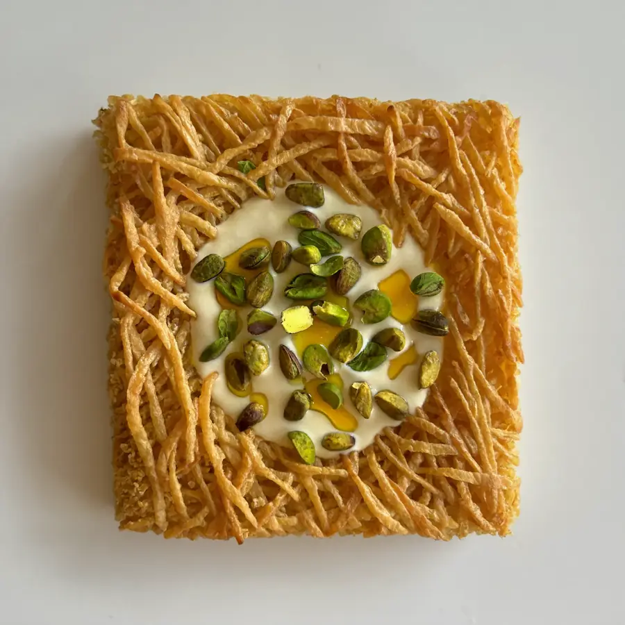 Kunafa Pastry (top view) – eggless pastry from Mohit Bakery