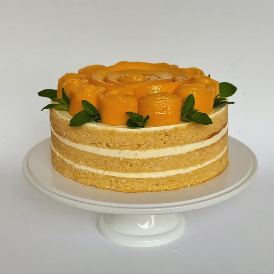 Mango Cake (front view) – eggless cake from Mohit Bakery