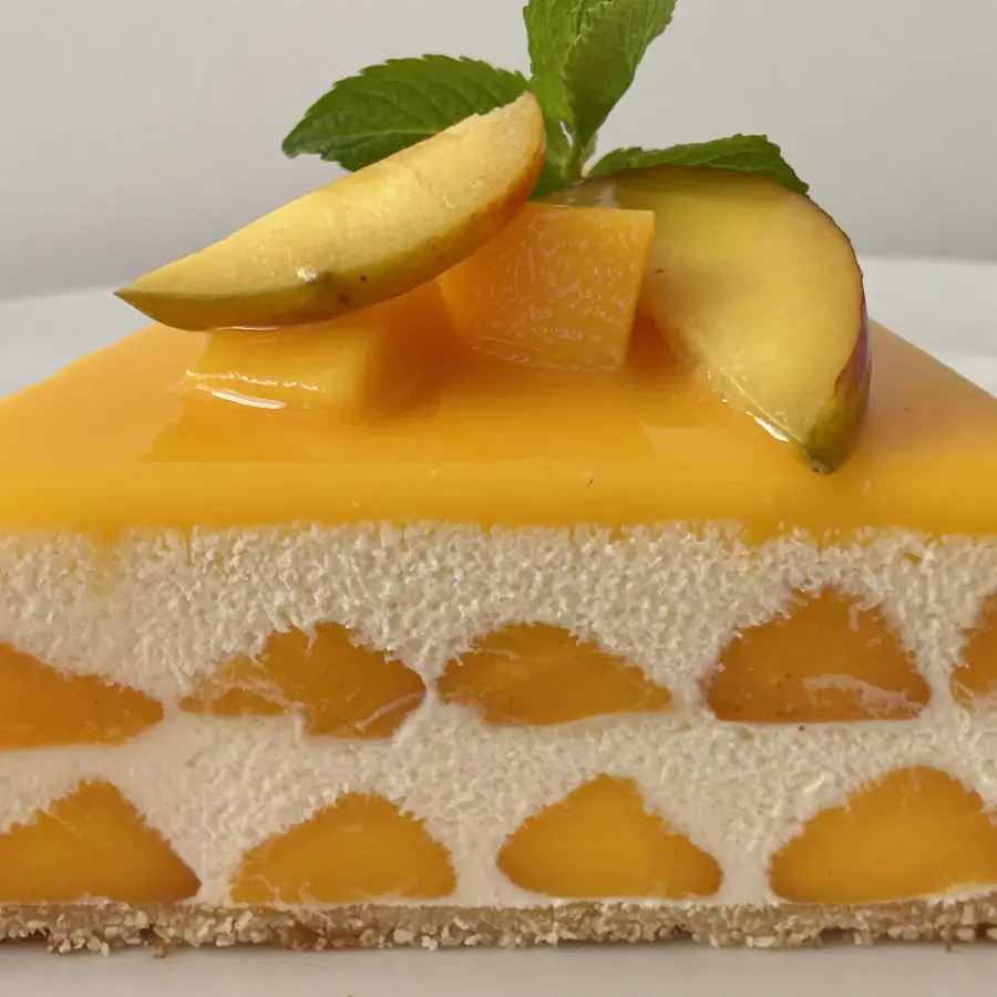 Mango Pastry (close up view) – eggless pastry from Mohit Bakery