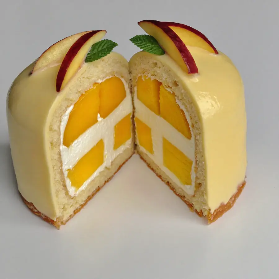Mango Pastry (inside view) – eggless pastry from Mohit Bakery
