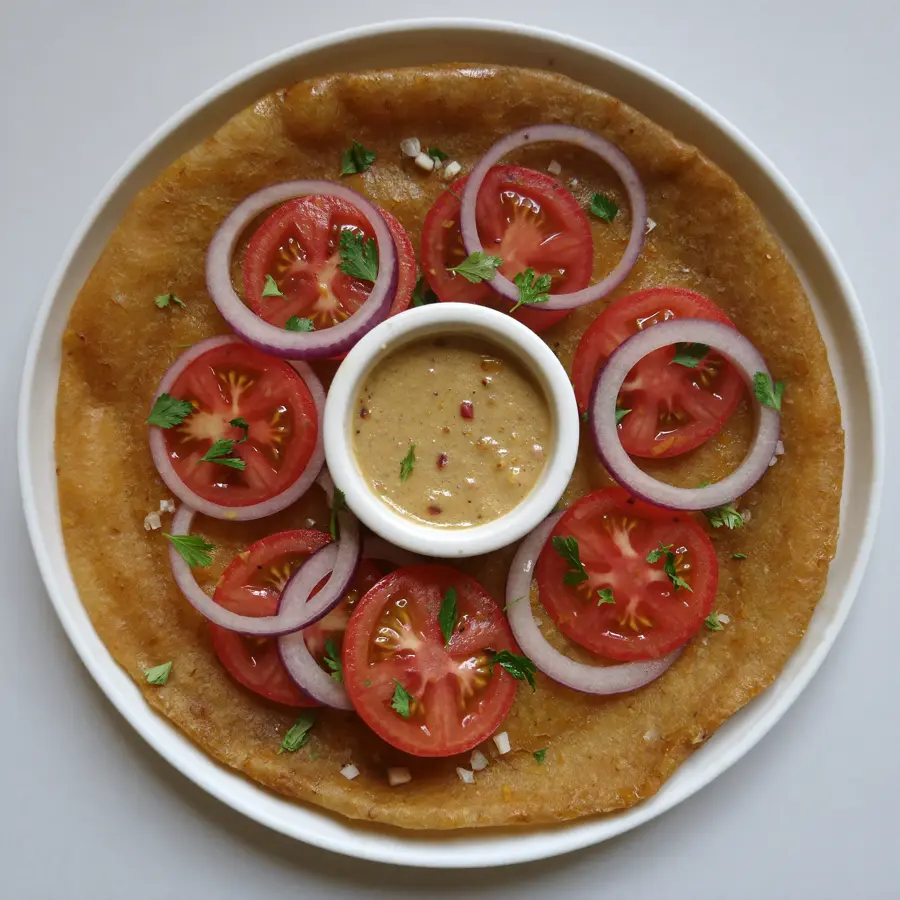 Onion Uttapam (top view) – pure veg from Mohit Bakery