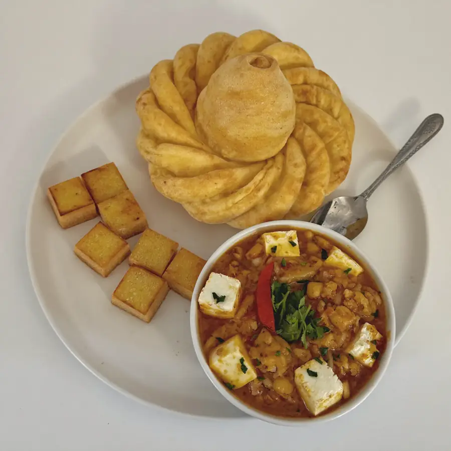 Paneer Chole Bhature (inside view) – pure veg from Mohit Bakery