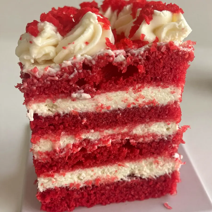 Red Velvet Pastry (close up view) – eggless pastry from Mohit Bakery