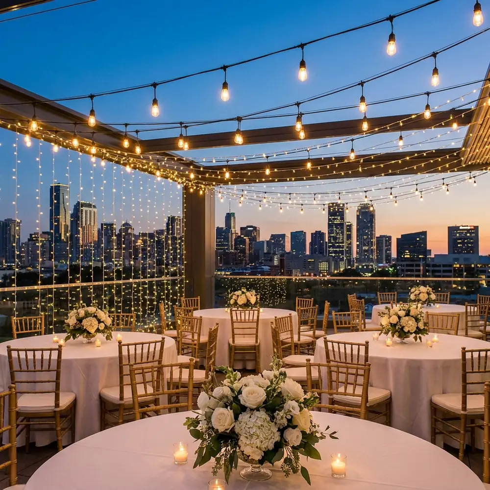 Rooftop party hall at Mohit Bakery set up for a celebration