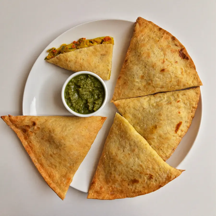 Samosa (top view) – pure veg from Mohit Bakery
