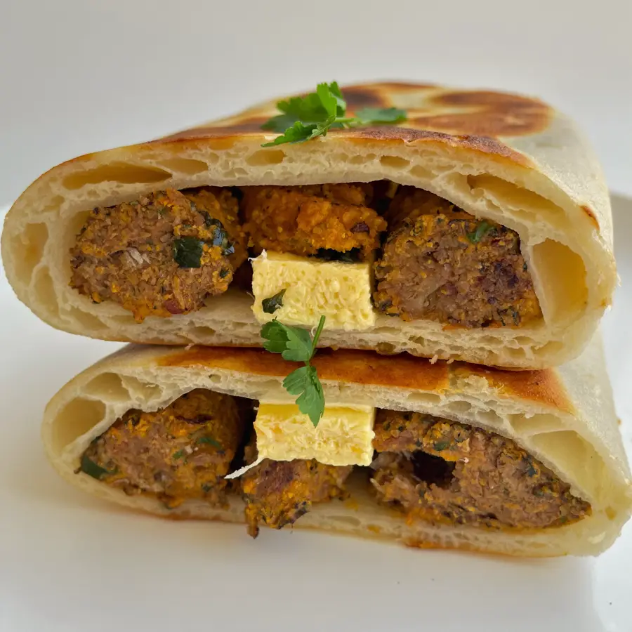 Stuffed Paneer Kulcha (inside view) – pure veg from Mohit Bakery