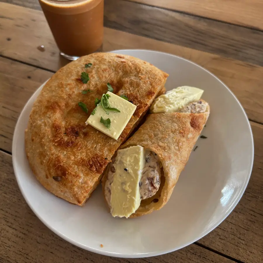 Stuffed Paneer Kulcha (served view) – pure veg from Mohit Bakery