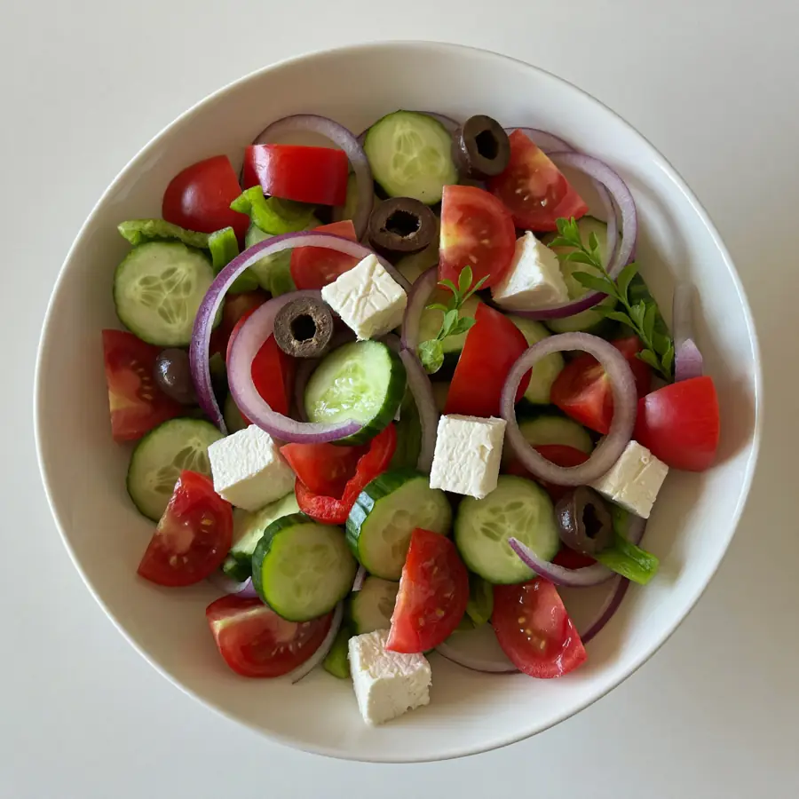 Traditional Greek Salad (front view) – pure veg from Mohit Bakery