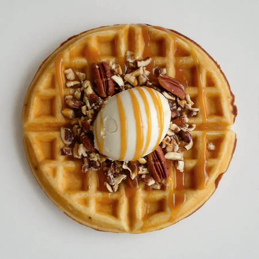 Vanilla Nuts Waffle (top view) – eggless waffle from Mohit Bakery