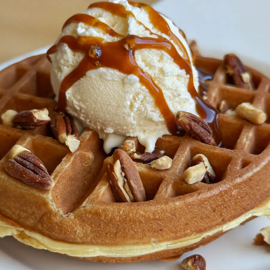 Vanilla Nuts Waffle (close up view) – eggless waffle from Mohit Bakery