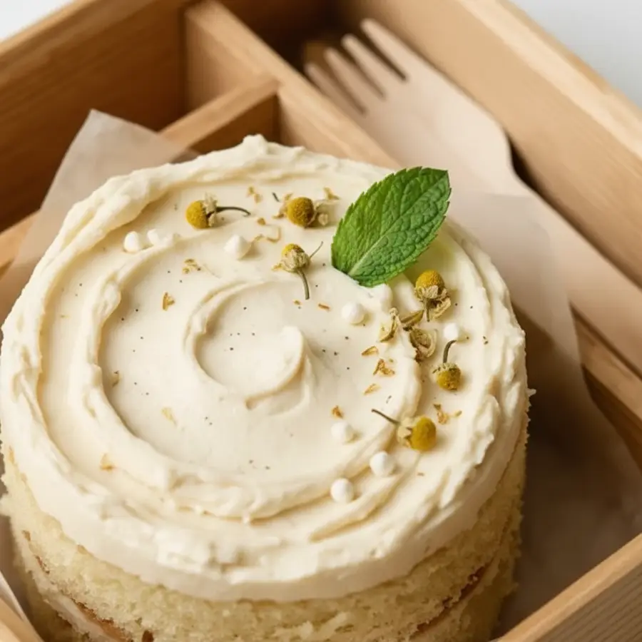 Vanilla Bento (close up view) – eggless cake from Mohit Bakery