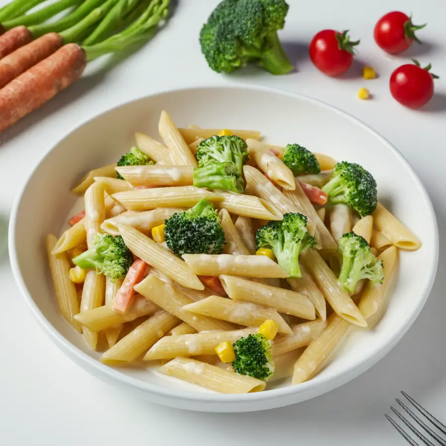 Veg Alfredo Penne Pasta (inside view) – pure veg from Mohit Bakery