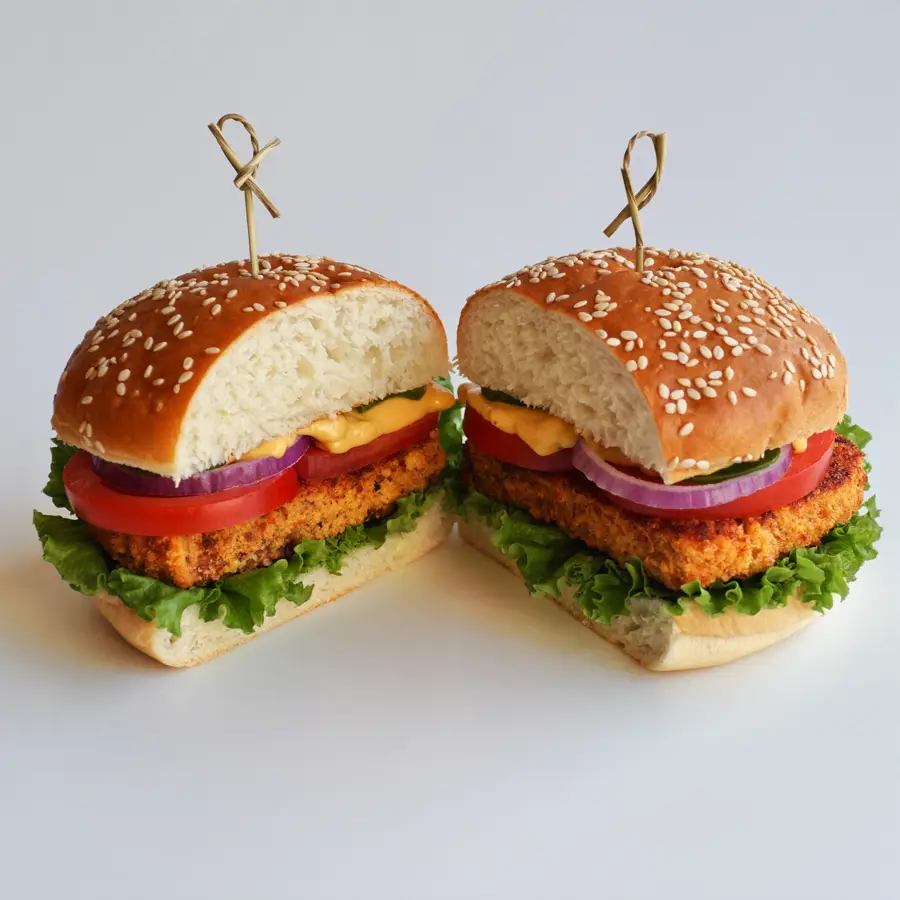 Veg Burger Bake (inside view) – pure veg from Mohit Bakery