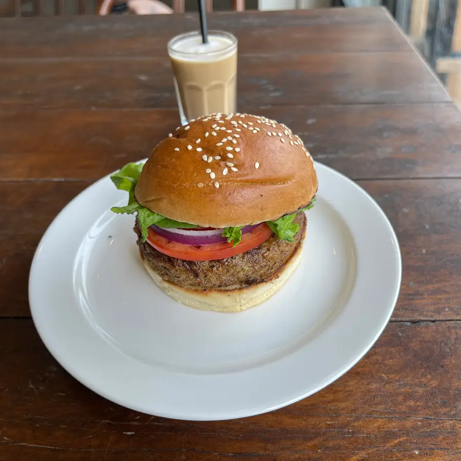 Veg Burger Bake (served view) – pure veg from Mohit Bakery